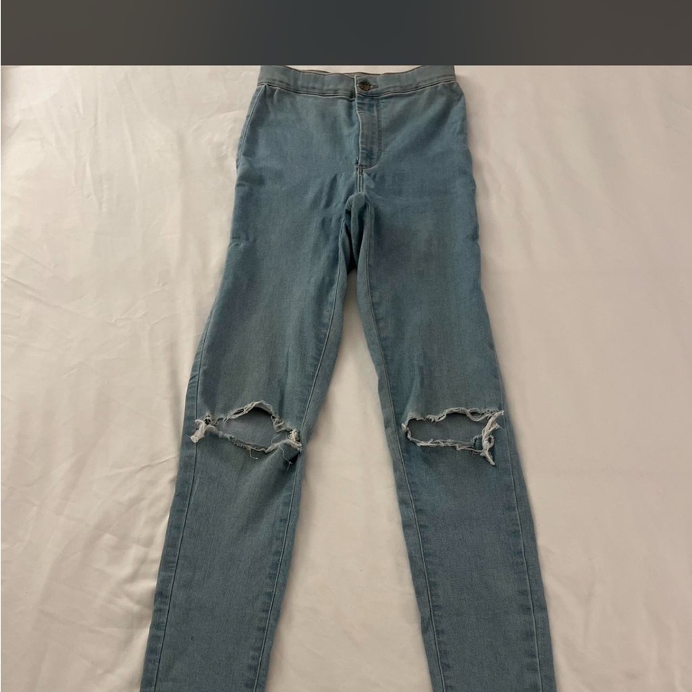 Topshop Light Blue Ripped Skinny Jeans
